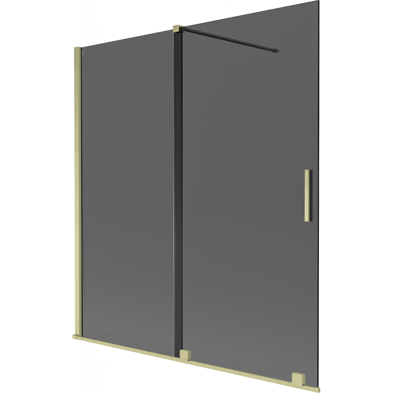 Mexen Velar kétszárnyú tolóajtós fürdőkád paraván 150 x 150 cm, grafit, arany matt - 896-150-000-41-55