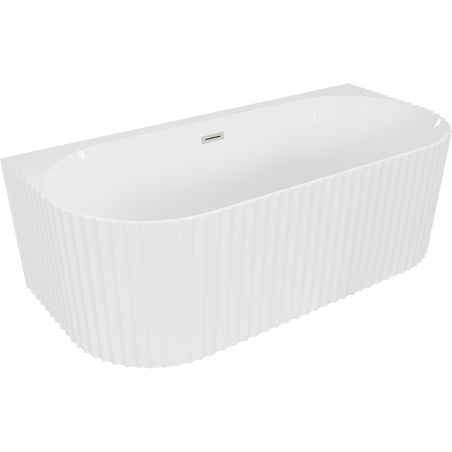 Mexen Sella cadă freestanding montată pe perete, canelată 170 x 80 cm, alb lucios, preaplin nichel periat - 52711708000-97