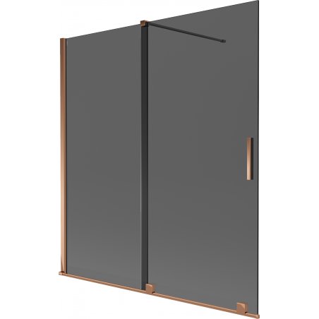 Mexen Velar kétajtós, 150 x 150 cm-es elcsúsztatható kádparaván, grafit, rózsaarany - 896-150-000-41-60