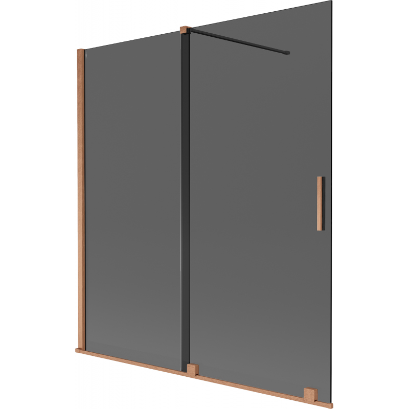 Mexen Velar 2-paneles tolózuhanyfal 150 x 150 cm, grafit, kefélt réz - 896-150-000-41-65