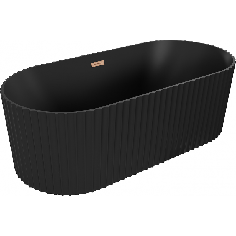 Cada freestanding Mexen Paola cu riflaje 170 x 80 cm, negru mat, preaplin cupru periat - 52721708071-65