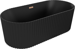 Cada freestanding Mexen Paola cu riflaje 170 x 80 cm, negru mat, preaplin cupru periat - 52721708071-65