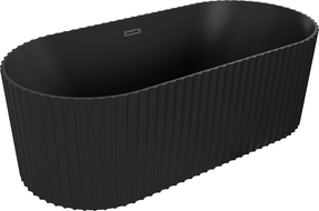 Mexen Paola cadă freestanding striată 170 x 80 cm, negru mat, preaplin negru - 52721708071-70