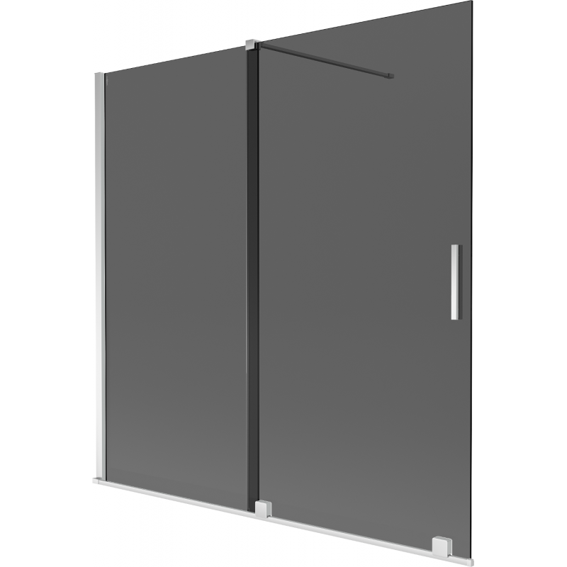 Mexen Velar 2-szárnyú toló kádparaván 160 x 150 cm, grafit, krómszín - 896-160-000-41-01
