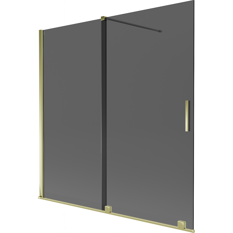 Mexen Velar 2-szárnyú, toló, fürdőszobai paraván 160 x 150 cm, grafit, arany - 896-160-000-41-50