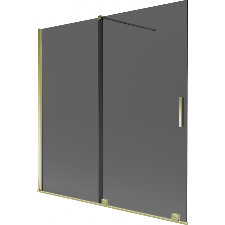 Mexen Velar 2-szárnyú toló fürdőkádi paraván 160 x 150 cm, grafit, arany - 896-160-000-41-50