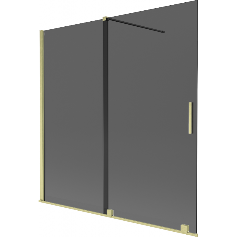 Mexen Velar paravan de baie 2 uși glisante 160 x 150 cm, grafit, auriu periat - 896-160-000-41-55