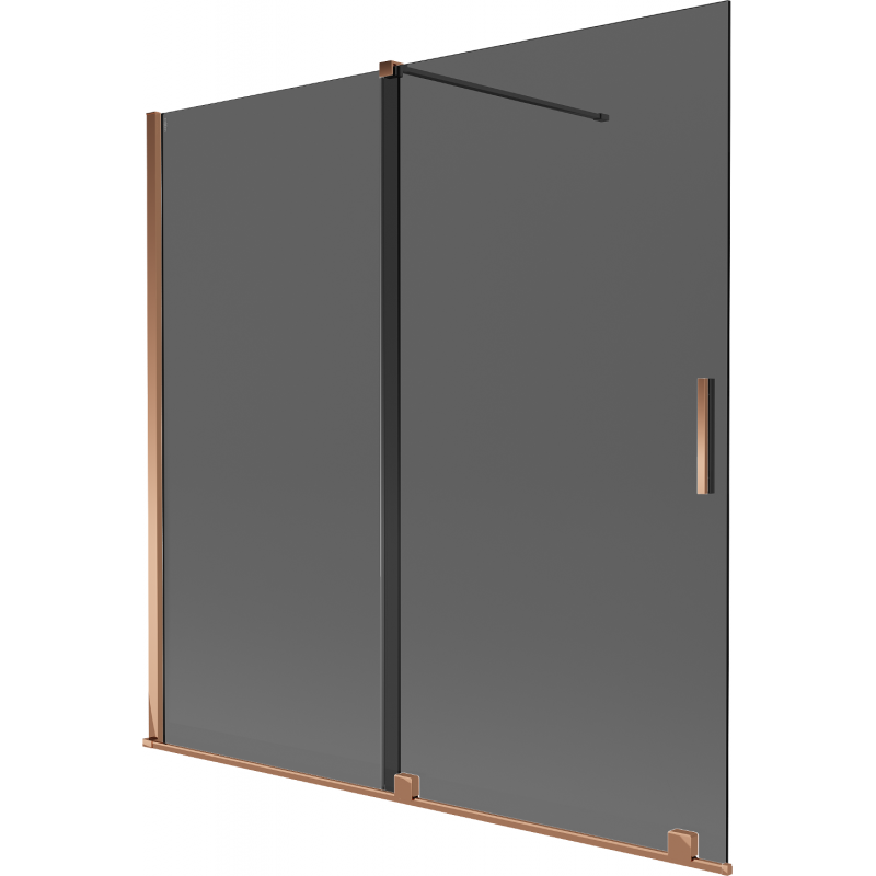 Mexen Velar kétszárnyú, toló fürdőkád paraván 160 x 150 cm, grafit, rózsaarany - 896-160-000-41-60