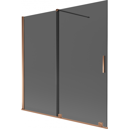Mexen Velar paravan de cadă glisant cu 2 uși 160 x 150 cm, grafit, aur roz - 896-160-000-41-60