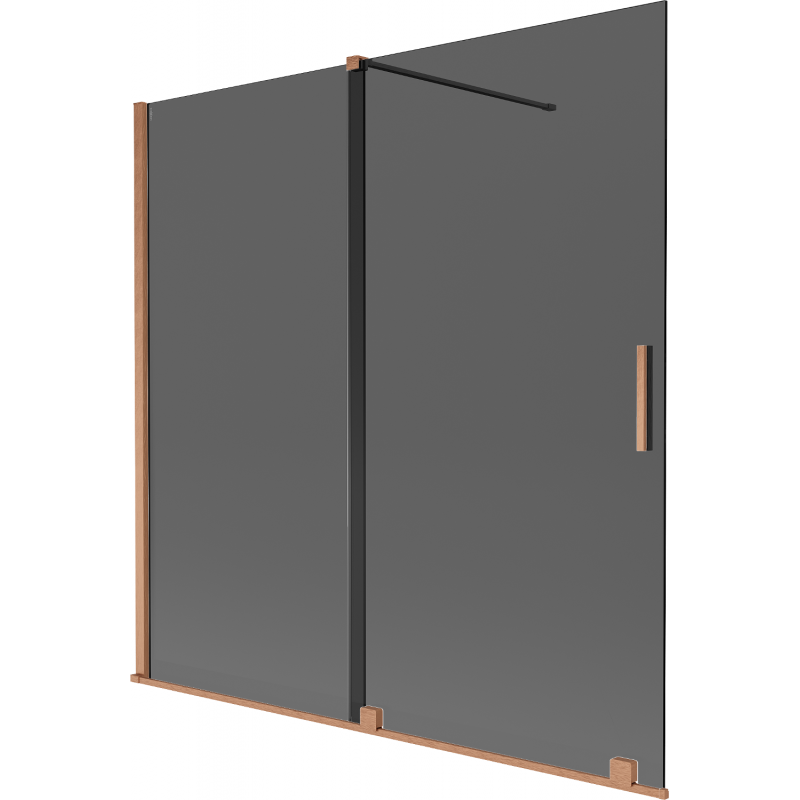Mexen Velar paravan de baie, 2 canaturi glisante 160 x 150 cm, grafit, cupru periat - 896-160-000-41-65
