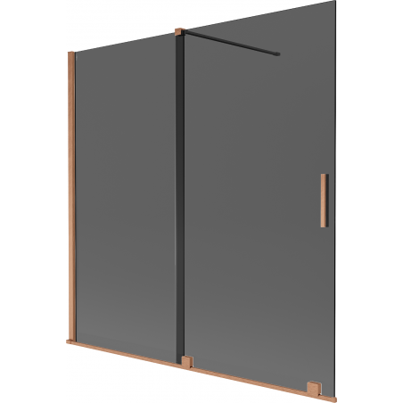 Mexen Velar paravan de baie, 2 canaturi glisante 160 x 150 cm, grafit, cupru periat - 896-160-000-41-65