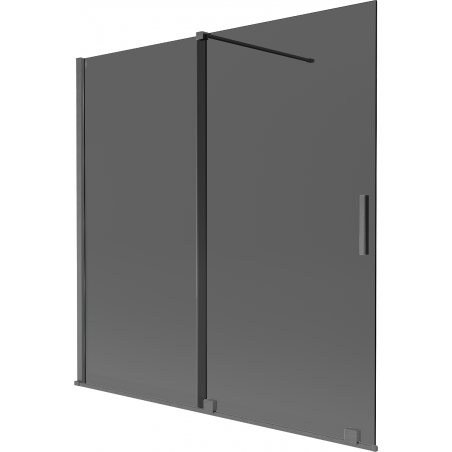 Mexen Velar paravan de cadă cu 2 uși glisante 160 x 150 cm, grafit, gri-închis periat - 896-160-000-41-66