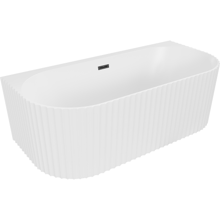 Mexen Sella cadă independentă de perete cu caneluri 170 x 80 cm, alb mat, preaplin negru - 52711708001-70