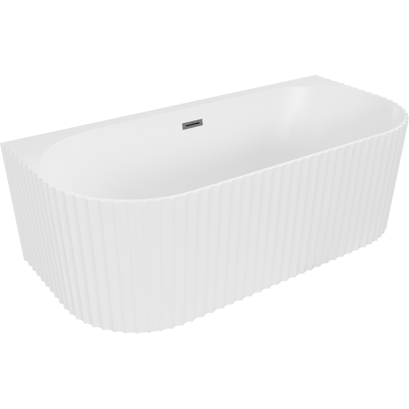 Mexen Sella cadă de baie independentă în perete, riflată 170 x 80 cm, alb mat, preaplin gun metal - 52711708001-95