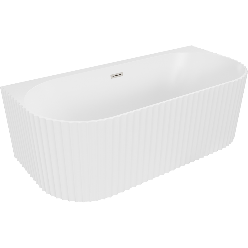 Mexen Sella szabadon álló, fal melletti, bordázott kád 170 x 80 cm, fehér matt, szálcsiszolt nikkel túlfolyó - 52711708001-97