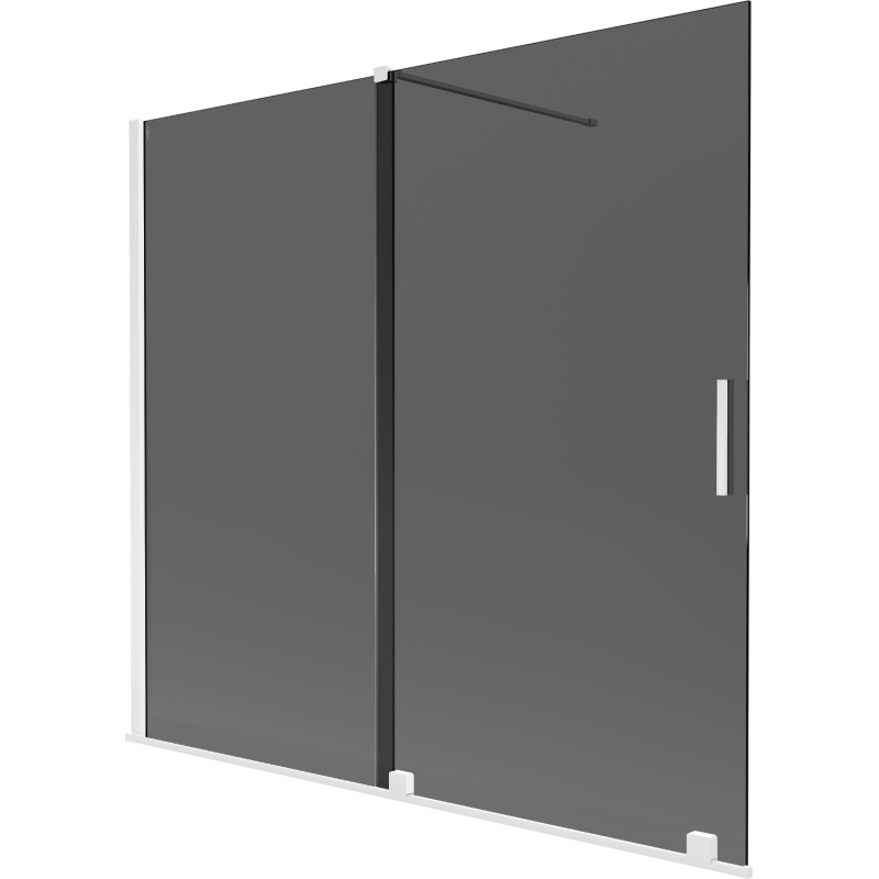 Paravan cadă Mexen Velar, 2 canaturi glisante 170 x 150 cm, grafit, alb - 896-170-000-41-20