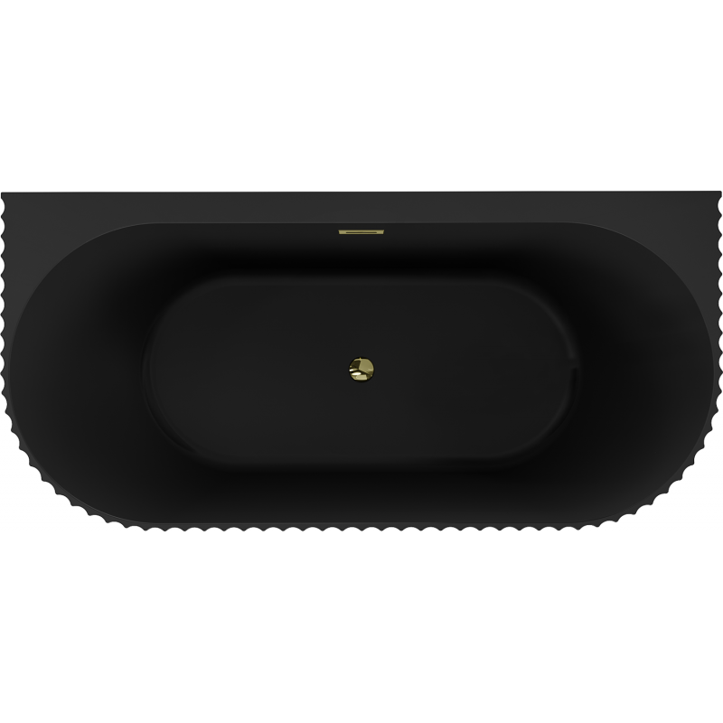 Mexen Sella szabadon álló, falra szerelhető, bordázott kád 170 x 80 cm, fekete matt, arany túlfolyó - 52711708071-50