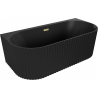 Mexen Sella cadă de baie freestanding montată la perete canelată 170 x 80 cm, negru mat, preaplin auriu periat - 52711708071-55