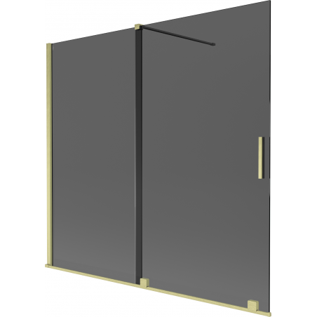 Mexen Velar paravan dus 2-canate glisant 170 x 150 cm, grafit, auriu periat - 896-170-000-41-55
