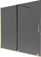 Mexen Velar paravan cadă de baie cu 2 uși glisante 170 x 150 cm, grafit, auriu periat - 896-170-000-41-55