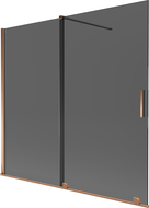 Mexen Velar paravan de baie, 2 usi culisante, 170 x 150 cm, grafit, aur roz - 896-170-000-41-60