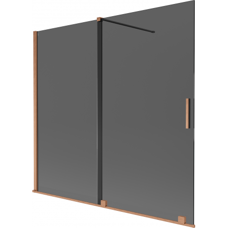 Mexen Velar kétszárnyú eltolható kádparaván 170 x 150 cm, grafit, csiszolt réz - 896-170-000-41-65