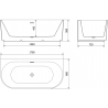 Cadă de baie Mexen Sella freestanding montată pe perete 170 x 80 cm, negru mat, preaplin gri pistol periat - 52711708071-66