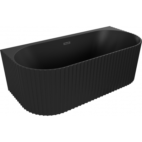 Mexen Sella cadă de sine stătătoare de perete canelată 170 x 80 cm, negru mat, preaplin negru - 52711708071-70