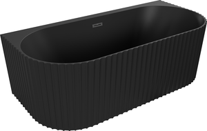 Mexen Sella cadă de sine stătătoare de perete canelată 170 x 80 cm, negru mat, preaplin negru - 52711708071-70