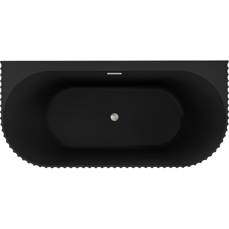 Mexen Sella cadă freestanding lângă perete cu textură striată 170 x 80 cm, negru mat, preaplin nichel periat - 52711708071-97