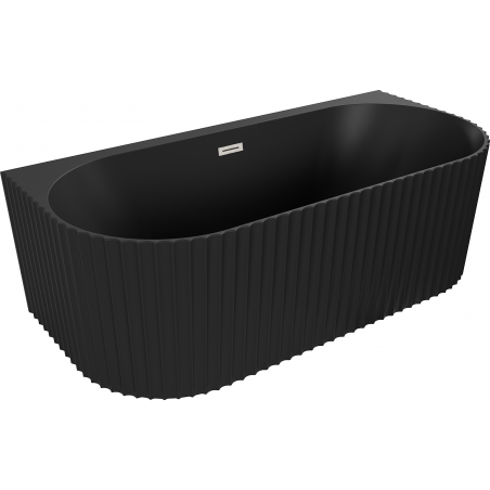 Mexen Sella cadă de baie independentă ribalitată 170 x 80 cm, negru mat, preaplin nichel periat - 52711708071-97