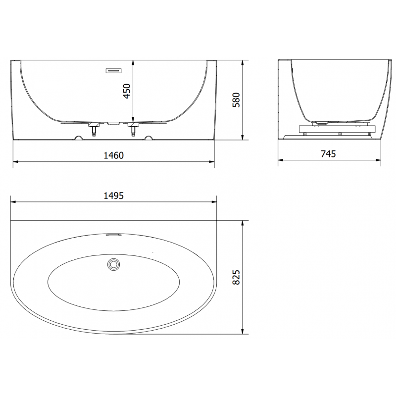 Mexen Bruna cadă freestanding de perete 150 x 82 cm, alb lucios, preaplin crom - 52731508200-01