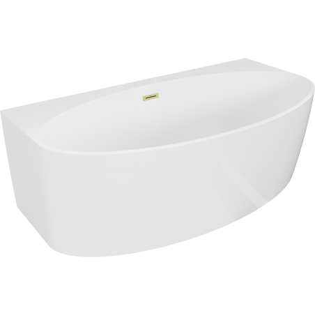 Mexen Bruna cadă de baie independentă de perete 150 x 82 cm, alb lucios, preaplin auriu periat - 52731508200-55