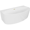 Mexen Bruna cadă de baie independentă de perete 150 x 82 cm, alb lucios, preaplin auriu periat - 52731508200-55