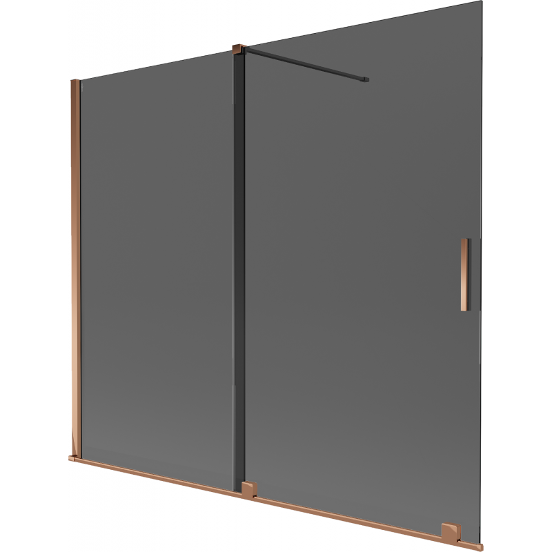 Paravan de cadă Mexen Velar, 2 canaturi glisante, 180 x 150 cm, grafit, aur roz - 896-180-000-41-60