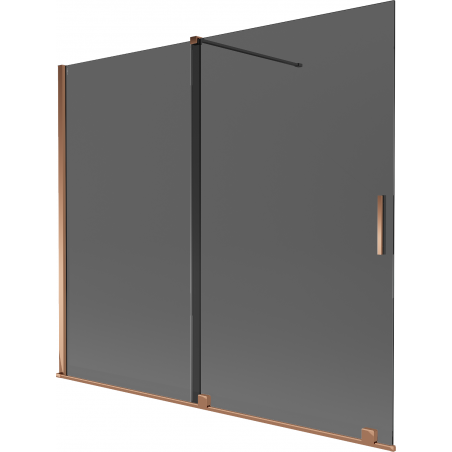 Paravan de cadă Mexen Velar, 2 canaturi glisante, 180 x 150 cm, grafit, aur roz - 896-180-000-41-60