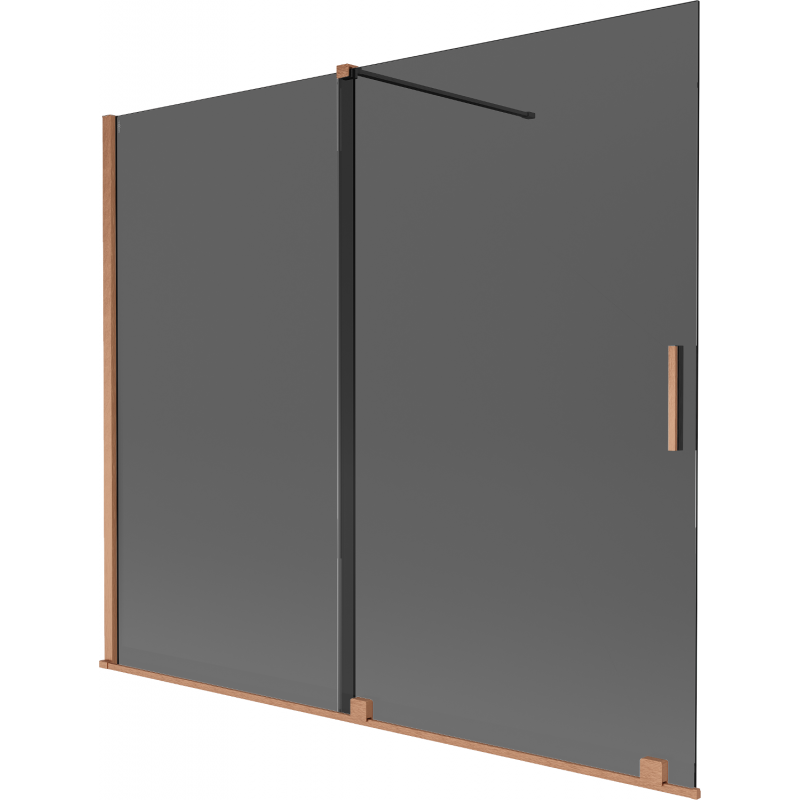 Paravan de cadă Mexen Velar, cu 2 panouri glisante, 180 x 150 cm, grafit, cupru periat - 896-180-000-41-65