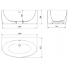 Mexen Bruna cadă de baie freestanding lângă perete 150 x 82 cm, alb lucios, preaplin cupru periat - 52731508200-65