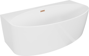 Mexen Bruna cadă de baie freestanding lângă perete 150 x 82 cm, alb lucios, preaplin cupru periat - 52731508200-65