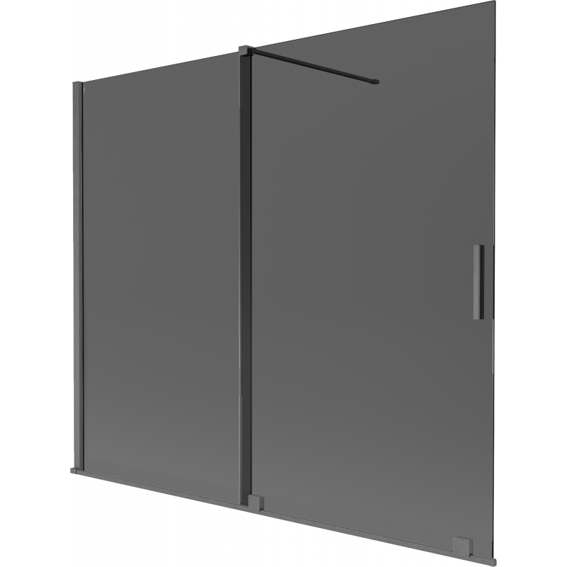 Mexen Velar 2 szárnyú tolható fürdőszobai paraván 180 x 150 cm, grafit, gun gray kefe - 896-180-000-41-66
