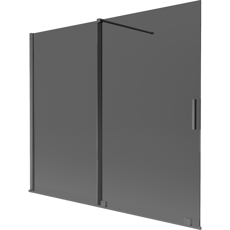 Mexen Velar paravan de cadă cu 2 aripi culisante 180 x 150 cm, grafit, gri pistol periat - 896-180-000-41-66