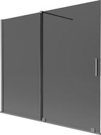 Mexen Velar 2-szárnyú tolható fürdőszobai paraván 180 x 150 cm, grafit, gun metal - 896-180-000-41-95