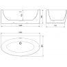 Cadă de baie freestanding Mexen Bruna cu montare pe perete 170 x 88 cm, alb lucios, preaplin cupru periat - 52731708800-65