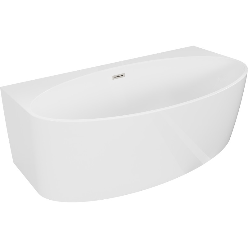 Mexen Bruna Cadă freestanding de perete 170 x 88 cm, alb lucios, preaplin nichel periat - 52731708800-97