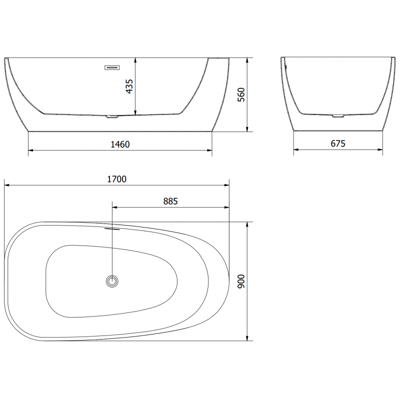 Mexen Giada cadă de baie freestanding 170 x 90 cm, alb lucios, preaplin aur roz - 52741709000-60