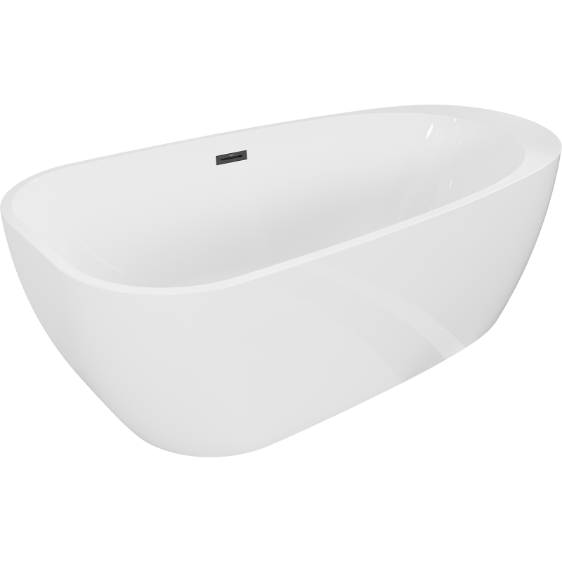 Mexen Giada cadă freestanding 170 x 90 cm, alb lucios, preaplin negru - 52741709000-70