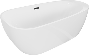 Mexen Giada cadă freestanding 170 x 90 cm, alb lucios, preaplin negru - 52741709000-70