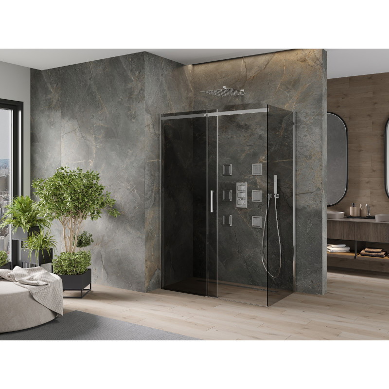 Mexen Omega 150 x 80 cm tolóajtós zuhanykabin, grafit, króm - 825-150-080-01-40