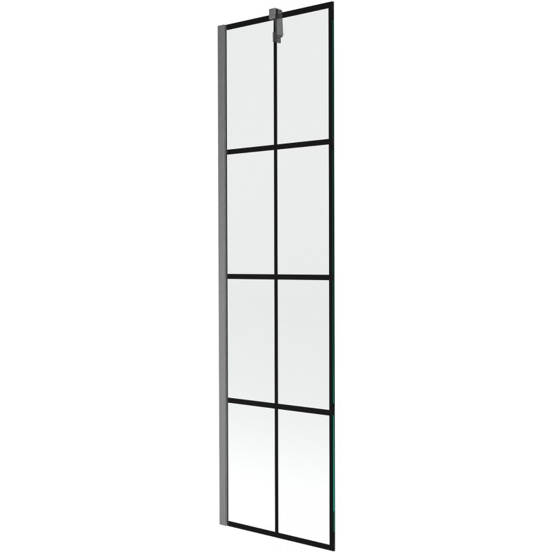 Mexen Next 1-szárnyú kádparaván 50 x 150 cm, fekete rácsos, gun gray polírozott - 895-050-000-00-77-66