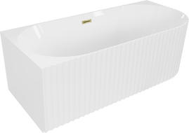 Mexen Gia cadă de baie freestanding colț stânga striată 150 x 75 cm, alb lucios, preaplin auriu - 52701507500L-50